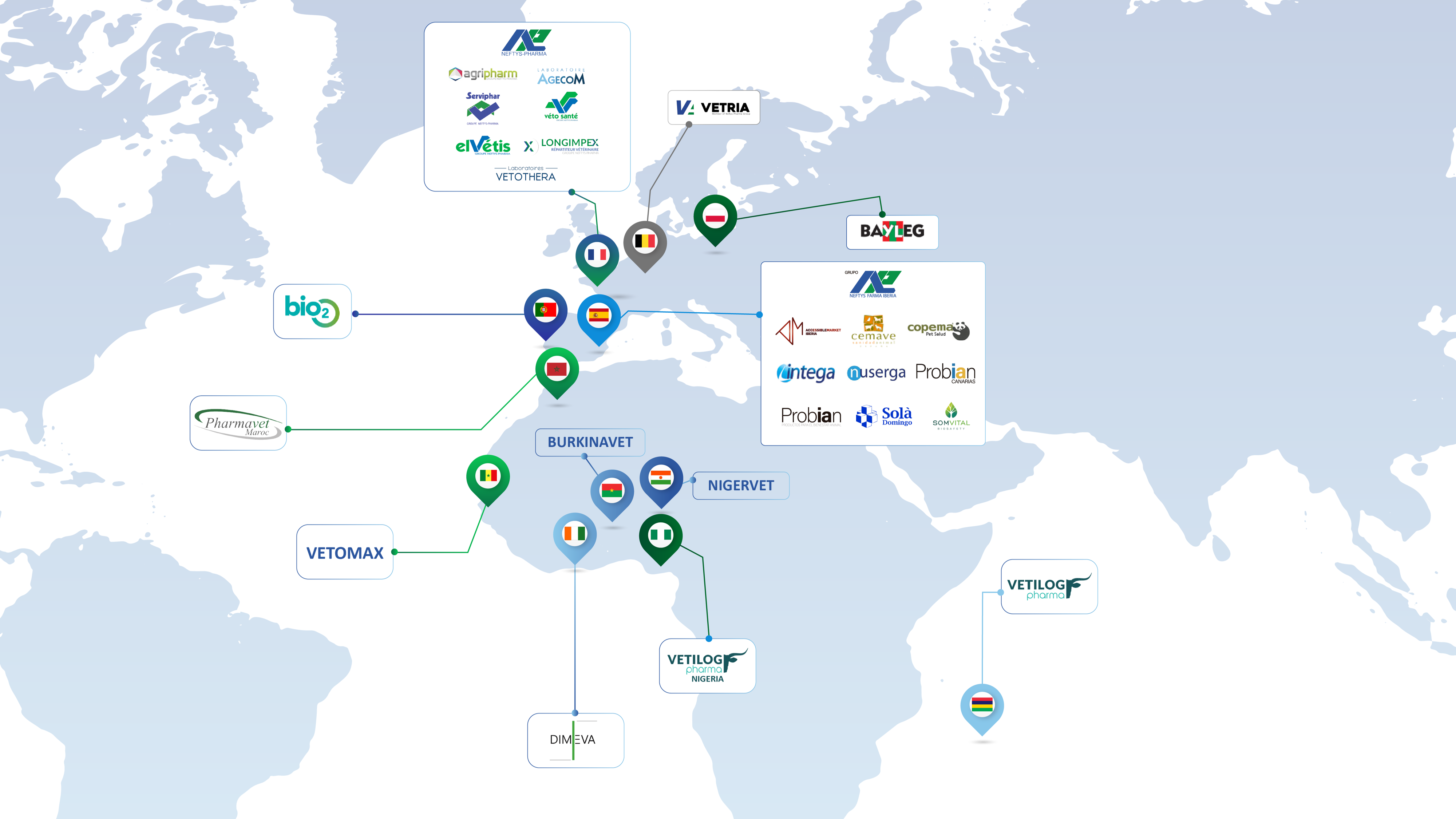 présentation de la présence du groupe dans le monde